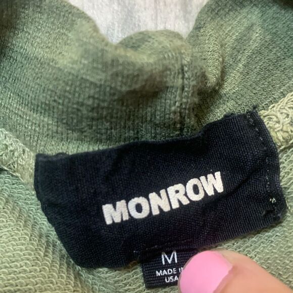 Monrow Women's Green Camo Striped Trim Rayon Blend Pullover Sweatshirt Medium - Picture 7 of 9